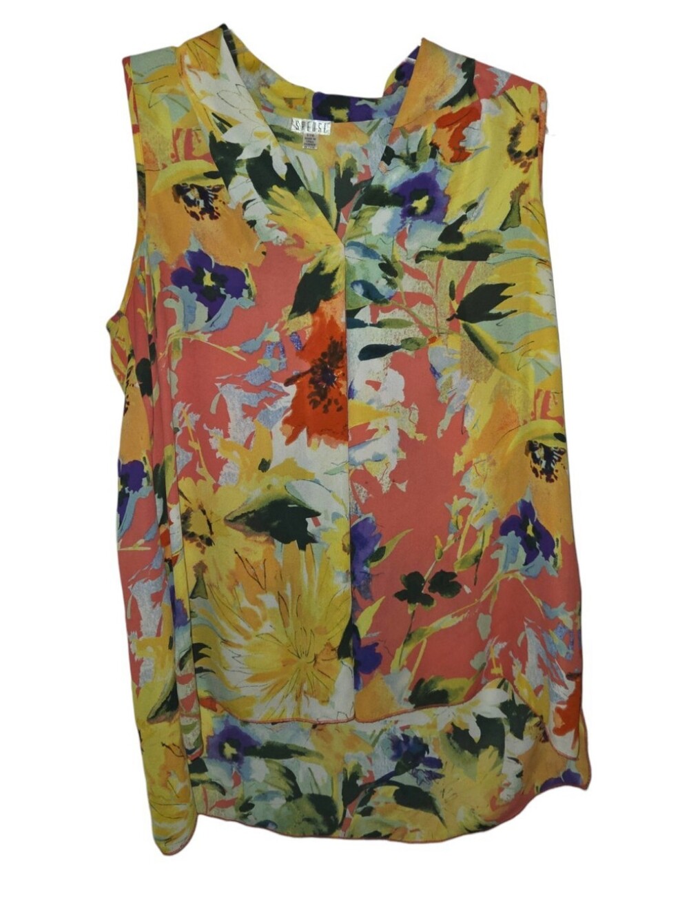 Spense Floral High Low Sleeveless Blouse